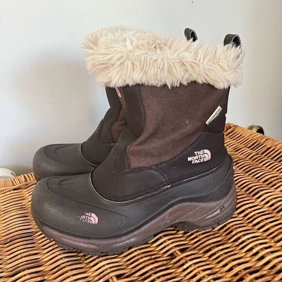 The North Face Greenland Zip Waterproof Winter Boot Brownie Brown Girls Size 3 - Picture 1 of 7